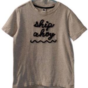 Janie and Jack Boys Gray T-shirt Blue Embroidered Ships Ahoy Hamptons Hideaway 7